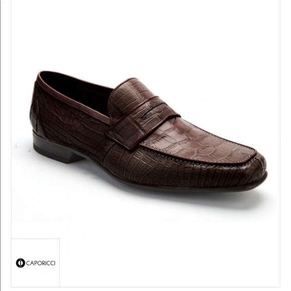 Caporicci 9961 Genuine Alligator Castagno (Dark Brown) Penny Loafers - Picture 2 of 4